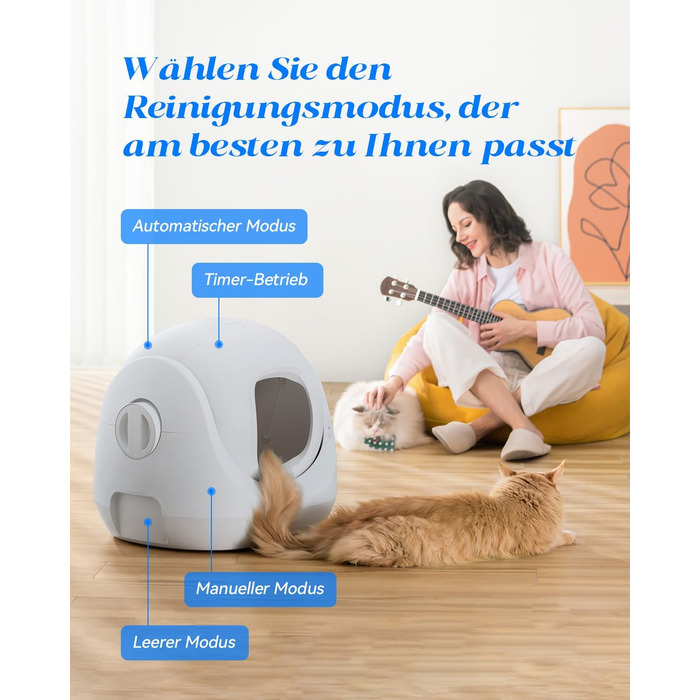 Автоматичний туалет для котів Catlink Baymax з самоочищенням, контролем здоров'я, керуванням через додаток, захистом від блокування, усуненням запахів, 4 режими, для котів 1,5-10 кг