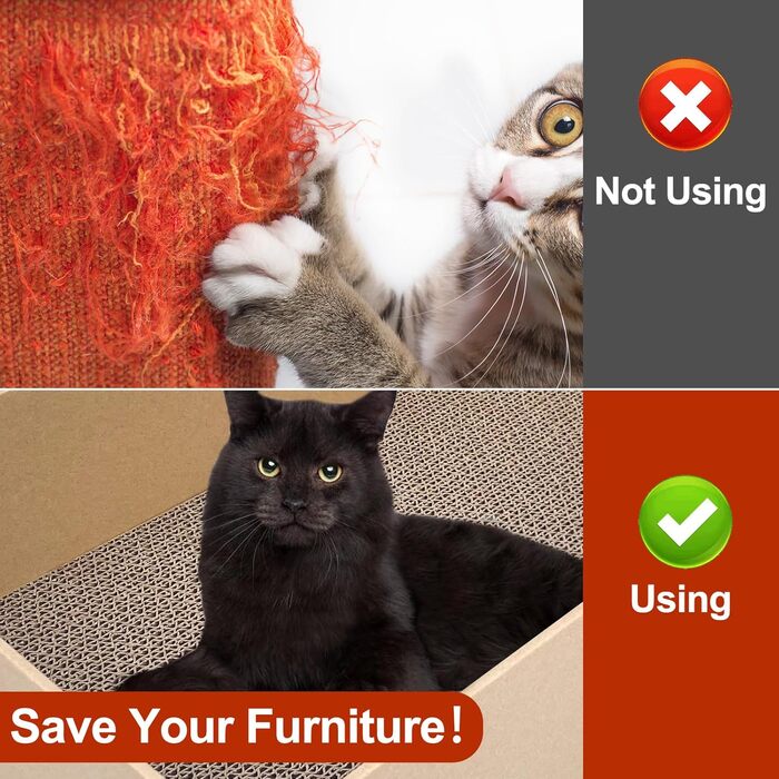 Кігтеточки для котів 5 шт. з гофрокартону, іграшки-кігтеточки, лежанки для котів, 43 x 25.4 x 12.7 см, двосторонні, екологічні