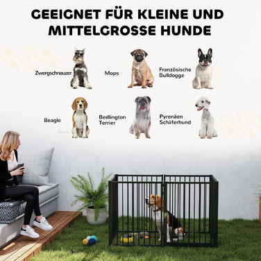 PawHut Puppy Run висотою 76 см, манеж для цуценят з 8 частин з дверима, манеж для собак з вільним вигулом для малих і середніх собак, кроликів, морських свинок, сталевий, чорний | Аосом
