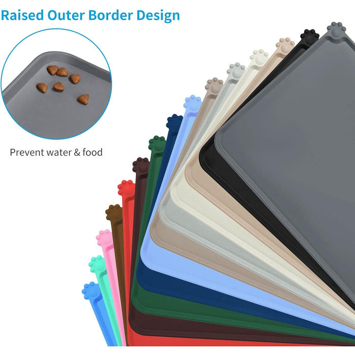 Силиконовий килимок для годування собак та котів AUDWUD, вологостійкий, антиковзний, 71x46 см, сірий