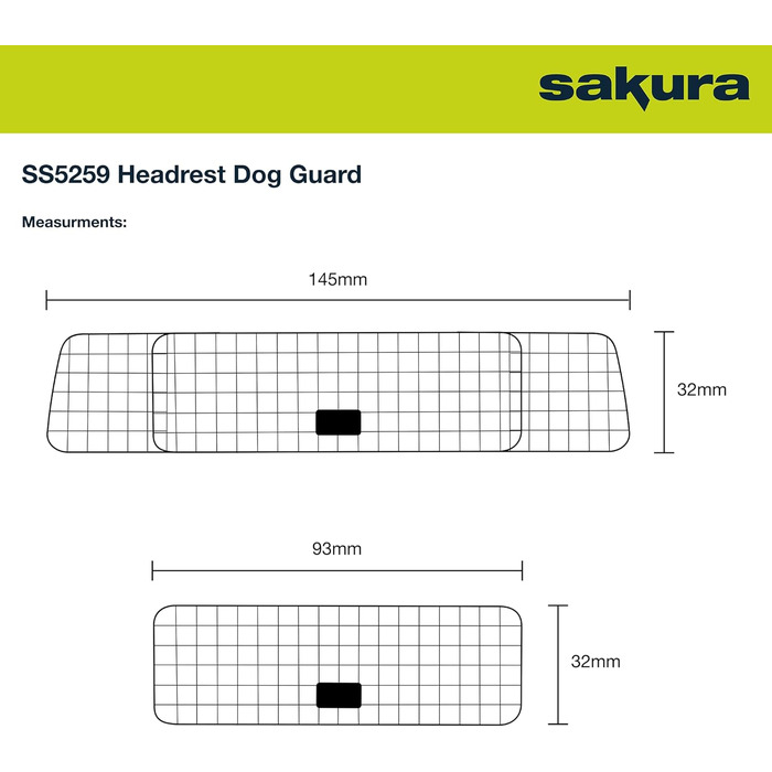 Захист для собак у автомобілі Sakura SS5260 - універсальний, для хетчбеків, SUV, універсалів, MPV, без інструментів, регулюється по висоті та ширині
