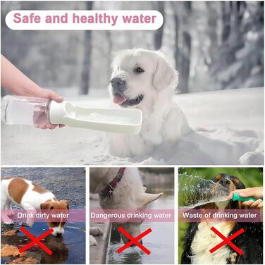 Складана пляшка для води для собак - портативна пляшка для тварин для собак та котів, для прогулянок, походів, подорожей (біла, 550 мл)
