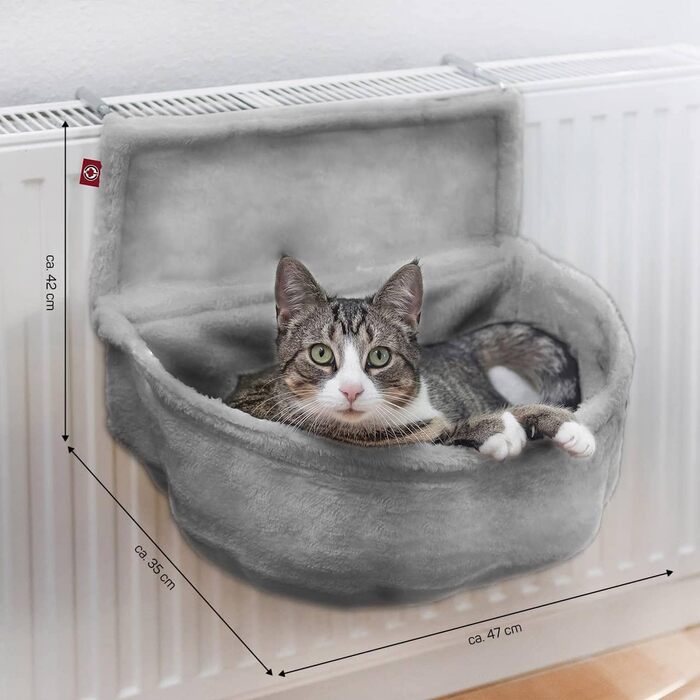 Кішка Куделець: м'який лежак для радіатора | Сірий | З регульованими перемичками