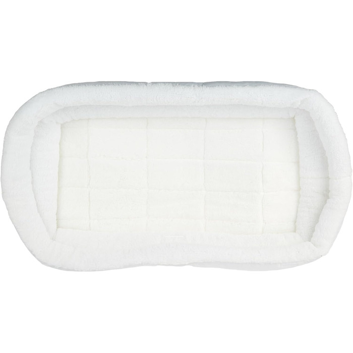 Кімната для домашніх тварин Midwest Homes for Pets QuietTime, велика, з подвійним бордюром, біла плюшева матрац, машинне прання, безпечне місце з еластичними стрічками, 76 см, 82 x 10 x 51 см