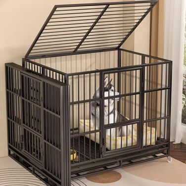 Клітка для собак Gitterbox: складана, на колесах, з маленькою дверцятами (77x55x76 см, чорний)