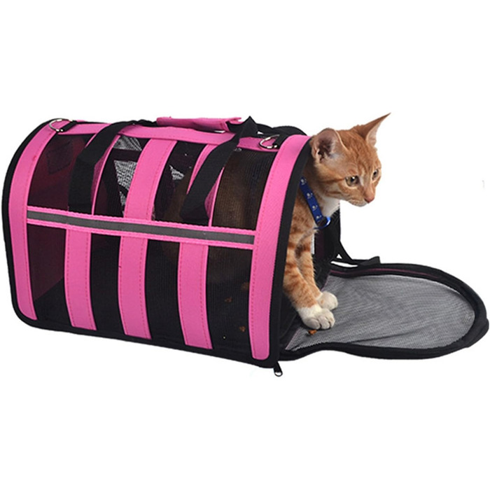 Транспортна сумка для тварин ITODA: переноска для собак та котів, рожева, L (35x23x21 см)