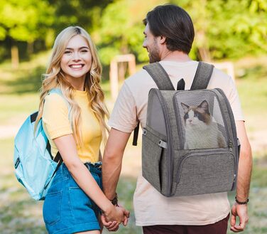 PETCUTE Рюкзак для собак та котів, дихаючий, з внутрішнім ремінком безпеки, розкладний, з бічними кишенями, для маленьких собак та котів, червоний