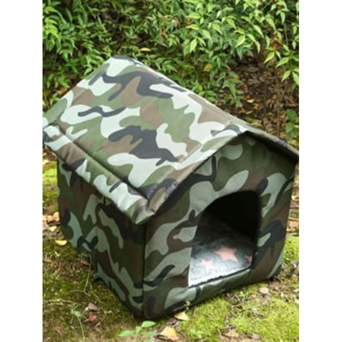 Кіт Будинок для Зовні, Зимостійкий, Водонепроникний, для Вуличних Кішок, 38x35x40см, Камуфляж
