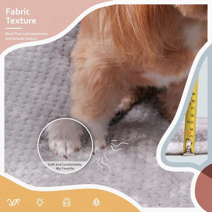 Килимок для собак та котів, 60x80 см, сірий - м'який, дихаючий, машинного прання