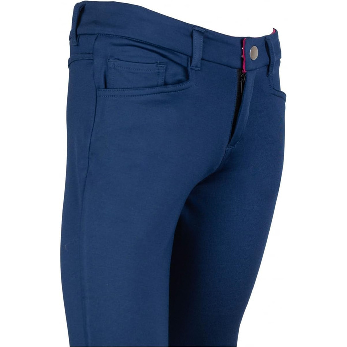 Дитячі штани для верхової їзди Kinder Reithose Comfy HKM | Легінси для верхової їзди з силіконовими колінами та двома кишенями | Cranberry та темно-синій | Розміри 104-110