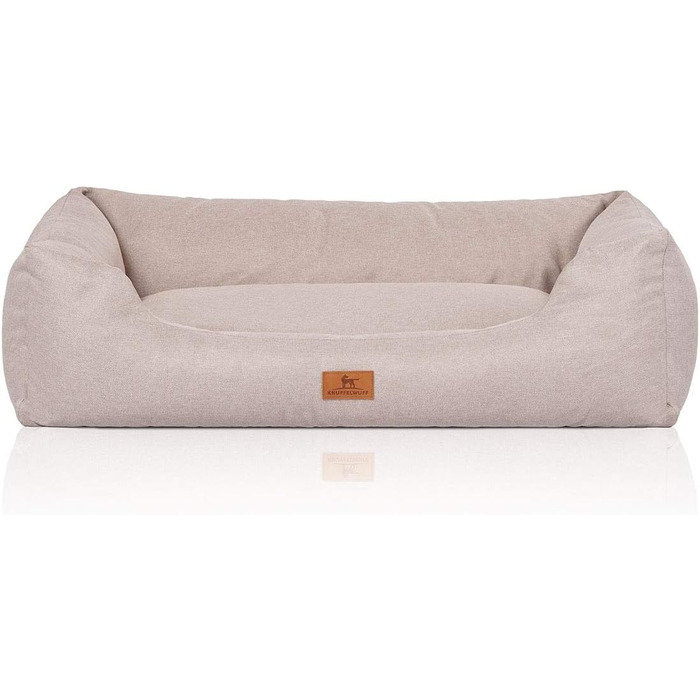 Лежак для собак Knuffelwuff Emma з велюру, пастельний, XL 105x75 см, бежевий, знімний чохол, легкий догляд, для великих, середніх і малих порід