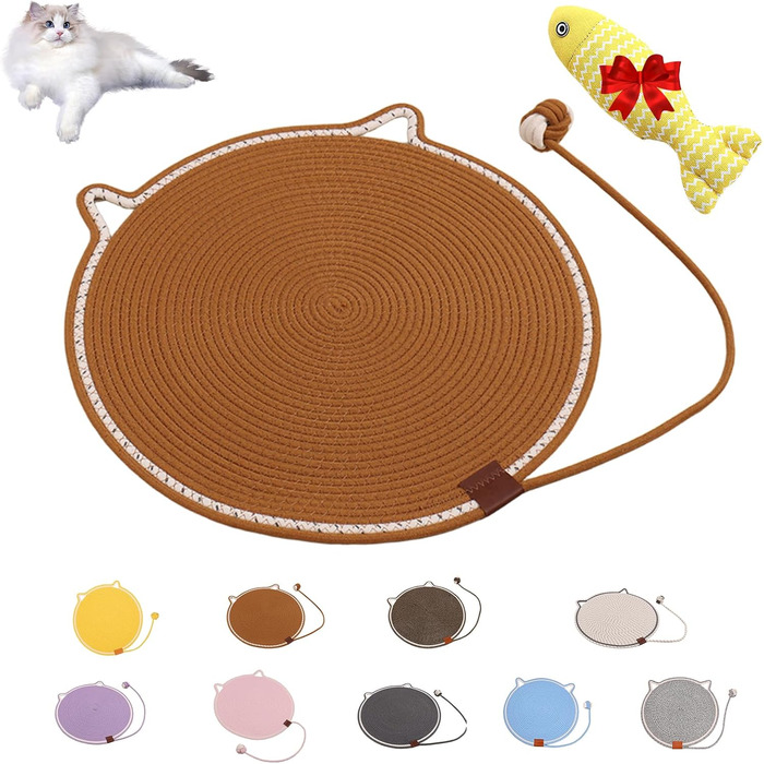 Килимок для дряпання котів Kratzwunder з натурального бавовняного шнура, 35x35 см (Хакі)