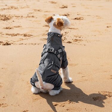 Водонепроникний дощовик для собак з шлейкою, для малих, середніх та великих собак, відбиваючий, сірий, розмір L