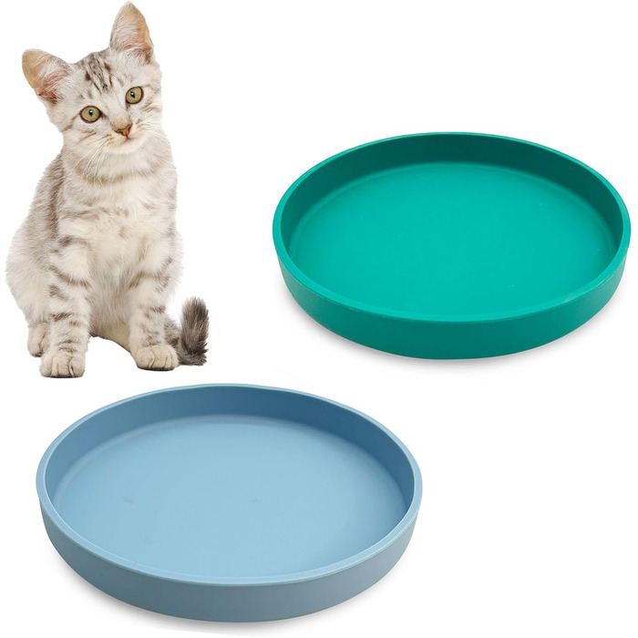 Набори мисок для котячого корму Apatal з нержавіючої сталі, 15 см, набір з 2 шт., для сухого та вологого корму, блакитні/зелені