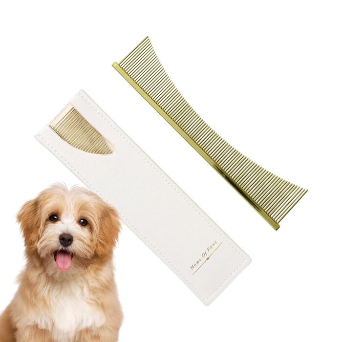 Щітка для котів Flohkamm, догляд за шерстю - аксесуари для домашніх тварин. Підходить для літніх собак, довгошерстих порід, щоденне використання під час сезонної линьки. Колір: золотий