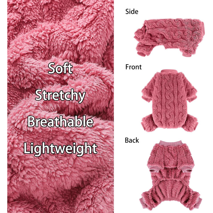 Пуловер для собак, фліс, теплий одяг для маленьких собак, котів, дівчаток та хлопчиків, піжами для чихуахуа (X-Small, Рожевий)