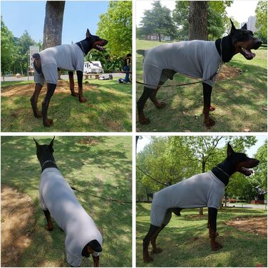 Піжама для собак Lovelonglong з бавовни, теплий халат-боді для собак великих, середніх та маленьких порід, розмір L, темно-сірий