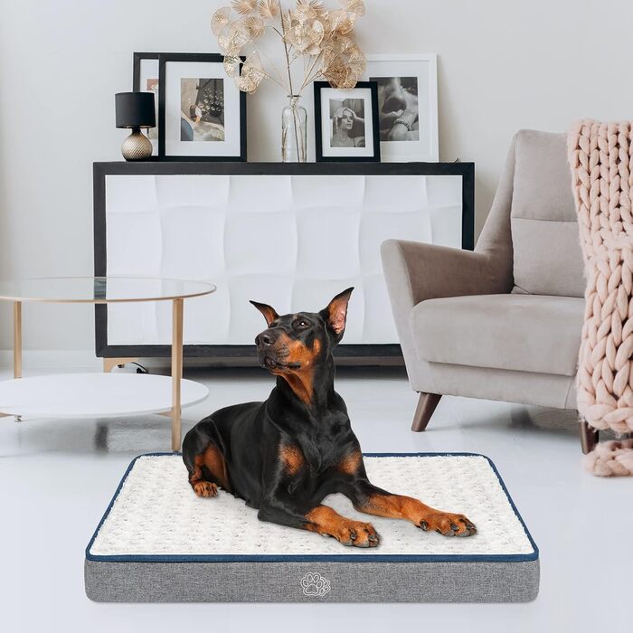 Килимок для собак великих порід, водовідштовхувальний, 106x71x7.5 см, знімний чохол, сірий