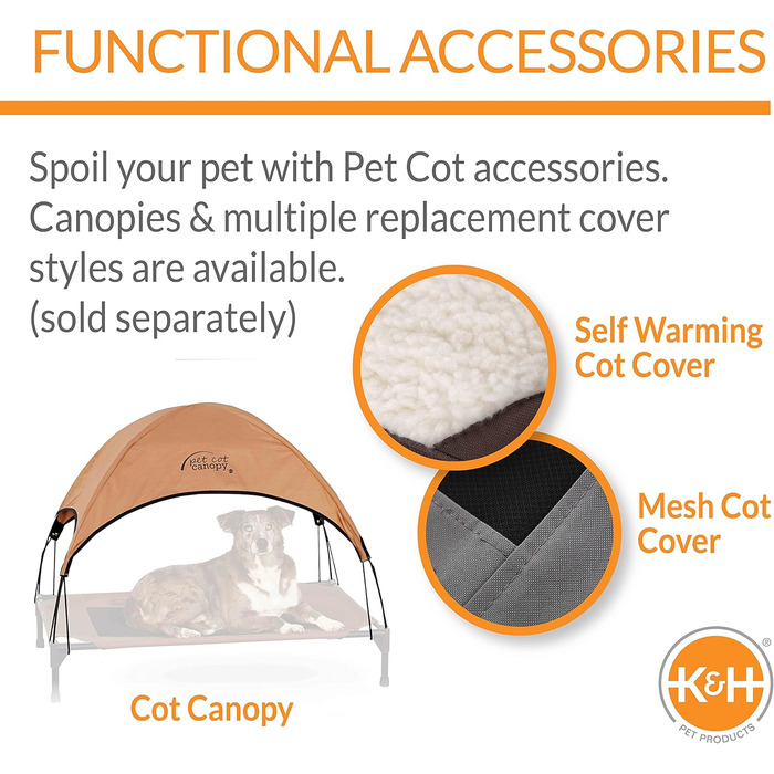 Охолоджуване собаче ліжко K&H Pet Products для вулиці, з піднятим бортиком, дихаюча сітка, 81x64x18 см, Realtree Edge Camo/чорна сітка