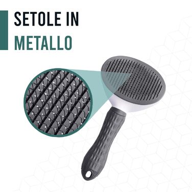 Щітка для тварин самоочищувана, для видалення шерсті котів та собак, видалення підшерстя, неслизька ручка (сіра)