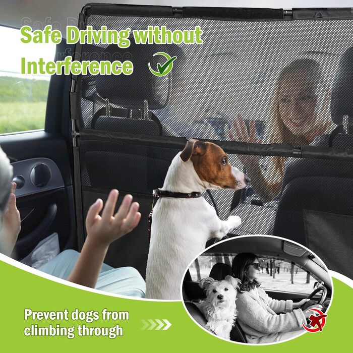 Бар'єр для собак у машину, 142.2 см, для позашляховиків, SUV, легкових авто, захист заднього сидіння, сітка-перегородка, зручна подорож
