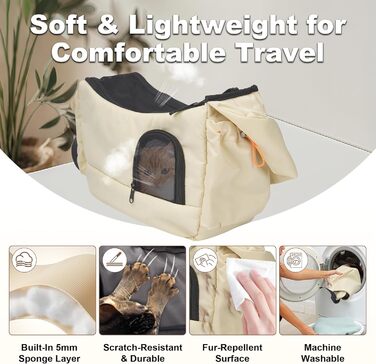 Трансформер для собак та котів до 3,2 кг, дихаюча переноска для тварин, зручна сумка-переноска для кошенят та цуценят (світло-жовтий)