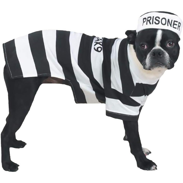 Костюм для собаки 'Prison Pooch', розмір S (Окружність шиї: 10 дюймів, Окружність грудей: 16 дюймів, Довжина спини: 12 дюймів)