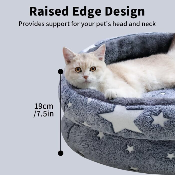 Кругле м'яке ліжко для котів та цуценят, 50/60 см, штучне хутро