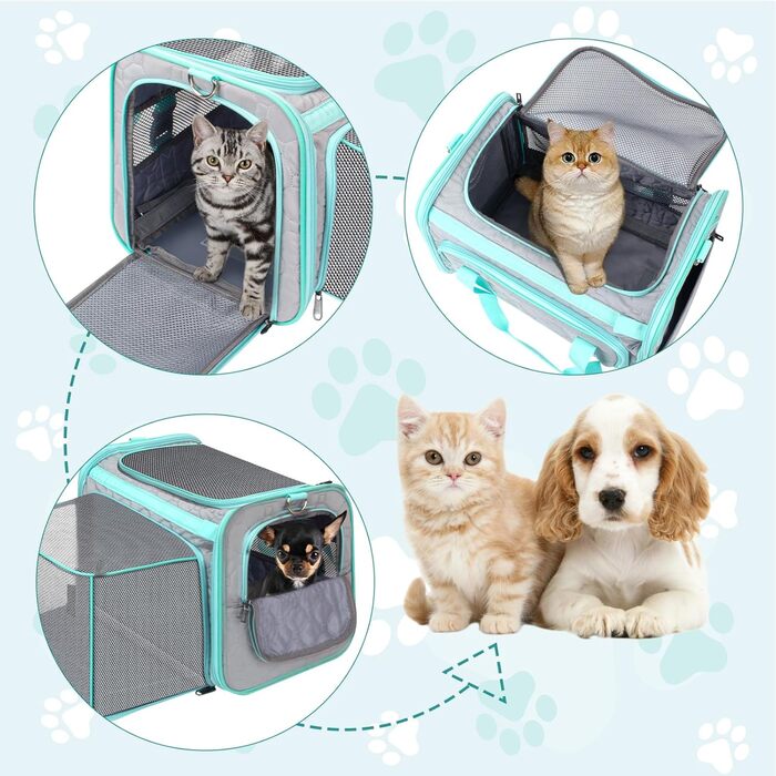 Транспортна переноска для кота Transportbox Katze, складана, розширювана, м'яка переноска для безпеки та комфорту, водонепроникна сумка-переноска для котів до 6.8 кг