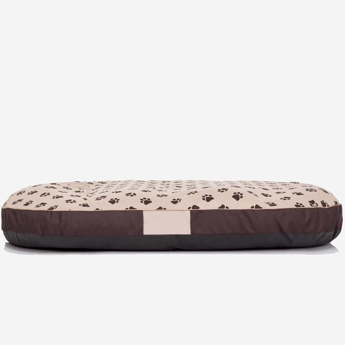 Овальне лежанка для собак, підстилка для собак різних розмірів - міцне, водонепроникне лежанка, м'яке лежанка з піною, підходить для вулиці та прання - 70x50x15 см (M, бежевий з лапами)