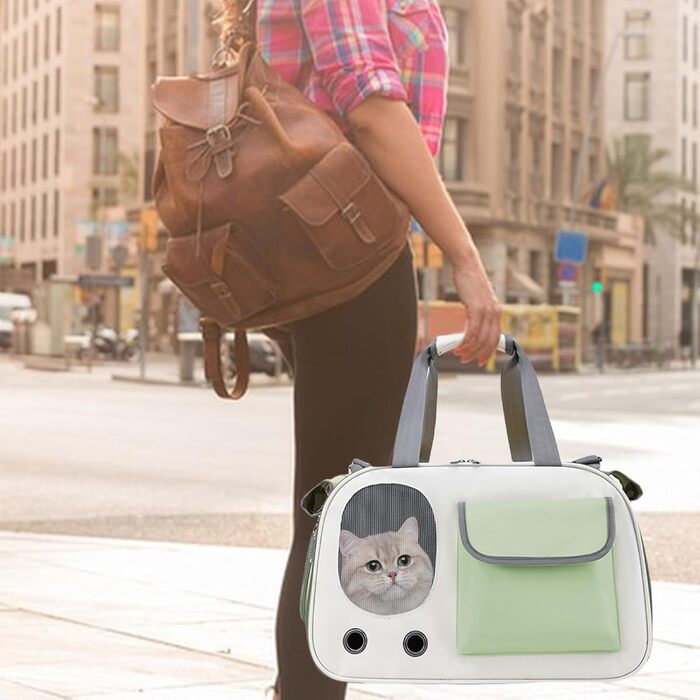 Транспортна сумка для котів та маленьких собак, портативна, складна, зелена