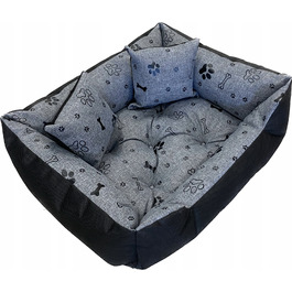 Лежак для собак WBM Sewing прямокутний, білий з чорним, 100x75 см