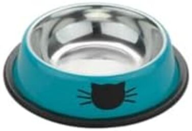 PAWPOURRI Миски для котів з нержавіючої сталі, протиковзкі, 2 шт. (230 мл, синій та червоний)