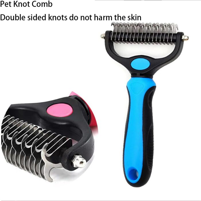 Гребінець для вичісування собак та котів, інструмент для грумінгу, видаляє ковтуни та вичісує шерсть (17+9 зубців, двосторонній)