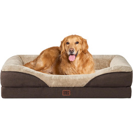 Ортопедичне ліжко для собак великих порід EHEYCIGA, 106x76x18.5 см, з піною з пам'яті, миється, водонепроникне, коричневе
