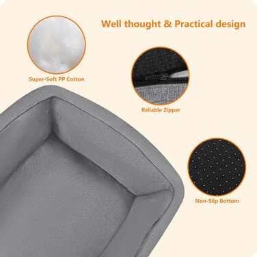 Крісло-ліжко для собак, ліжко для собак, подушка для собак, корзина для собак. Знімне та пральне, світло-сірий колір, 90 x 75 x 25 см