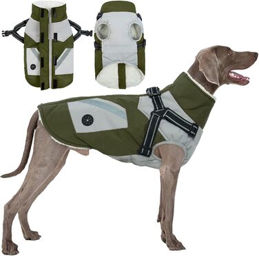 Зимовий одяг для собак маленьких порід: теплий зимовий одяг, водонепроникний дощовик, пуловер для чихуахуа (S-XXL, обхват шиї до 60 см, обхват грудей до 90 см), армійний зелений