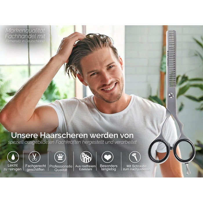 Професійна фризувальна ножиця для волосся з зубчиками (6 дюймів) - для вирівнювання та стрижки, з нержавіючої сталі, блакитна