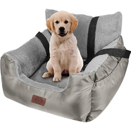 Автокрісло для собак та котів Fareyy, підставка для тварин, переноска для подорожей, з сумкою та страхувальним ременем, водовідштовхувальне, тепле, плюшеве, срігау