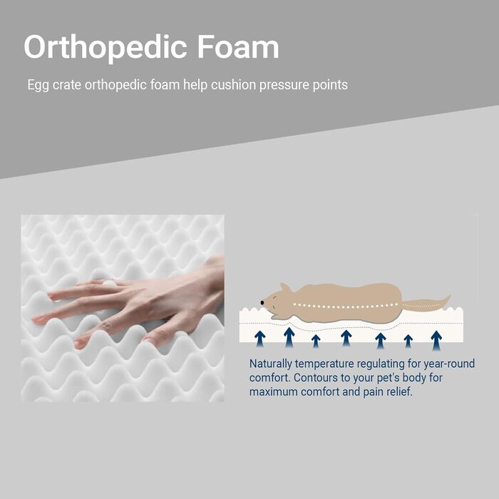 Ортопедичне ліжко для собак з ефектом пам'яті XXL, вологостійке, з неслизьким покриттям для вулиці. Знімний, пральний чохол. Ідеально для великих собак, лабрадорів та бульдогів