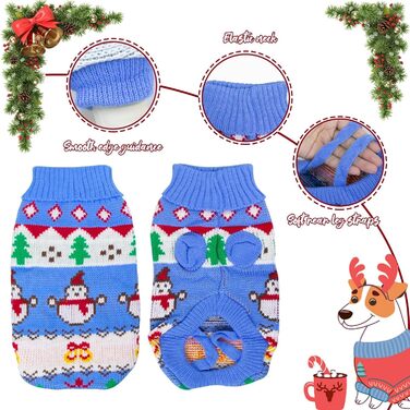 Теплий зимовий светр для собак, блакитний, розмір L | Зимовий одяг для тварин