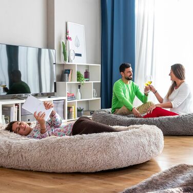 InnovaGoods Cloft Лежак для собак великий, антистрес, поліестер, знімний і праний чохол, бежевий