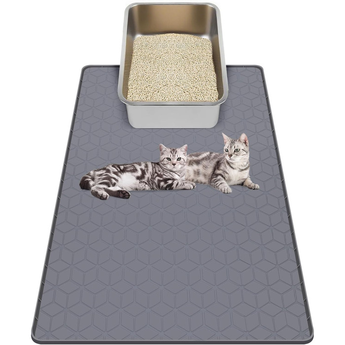 Килимок для котячого туалету Kalolary великий, силіконовий, сірий (86x56 см)