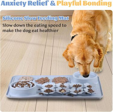 Силіконовий килимок для годування собак та котів - Slow Feeder, антиковзкий, інтерактивний, пазл-годувальник, для швидких їдців (Блакитний)