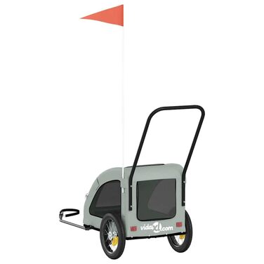 Причеп-переноска для собак та котів на велосипед, сірий, Oxford-Gewebe та метал, для маленьких тварин