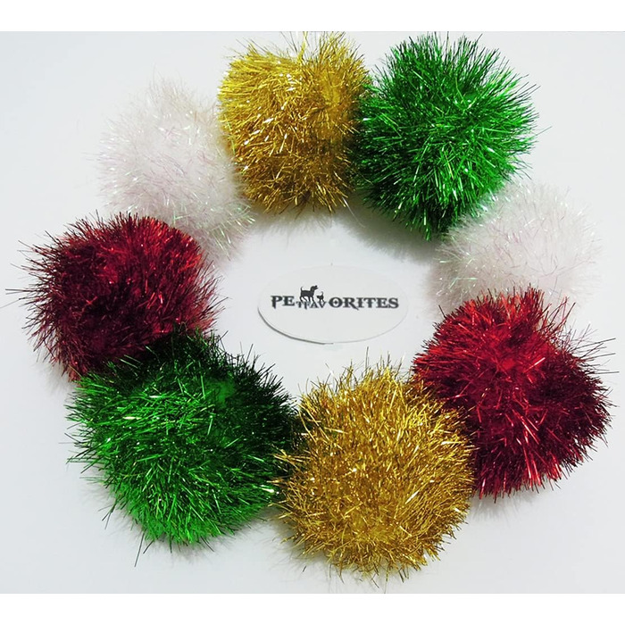 Іграшка для котів PETFAVORITES Sparkle Ball, 24 шт, блискучі помпони, інтерактивні кульки для кошенят