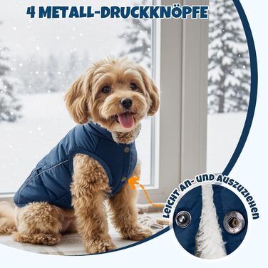 Зимова куртка для собак Nasjac Hund Wintermante, тепла флісова куртка для собак, водонепроникна куртка для собак, для собак маленьких та середніх розмірів (Темно-синій, L)