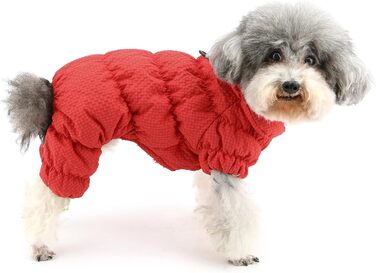 Зимовий теплий комбінезон для собак, тепла куртка-комбінезон для маленьких собак, флісова підкладка, водонепроникний, для Yorkie, Chihuahua, зелений (XL, червоний)