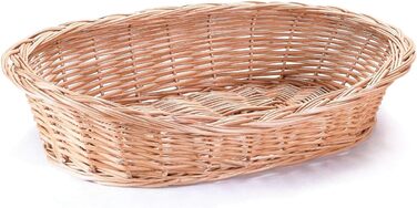 Плетене ліжко для собак та котів Wiklinowy Świat - ліжко з ротангу для домашніх тварин, 66x47x15 см, з коричневим подушкою в крапку