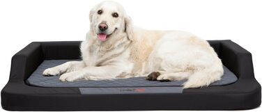 Ліжко для собак Hobbydog XXL Medico Lux, ортопедичне, штучна шкіра, чорне-сіре, 120x80 см